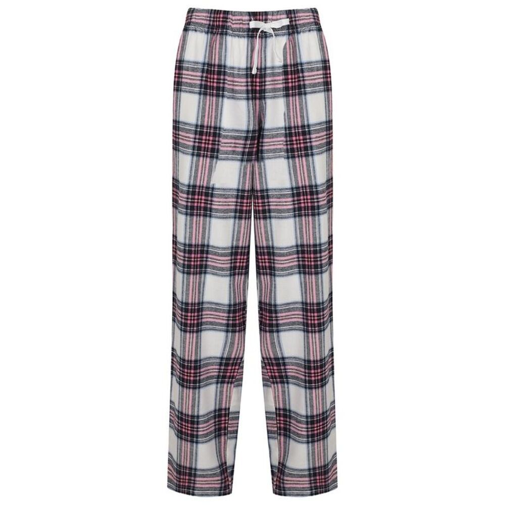 SF Womens/Ladies Tartan Lounge Pants / White/Pink